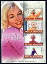 Marilyn Monroe Sheet of 4 Stamps Antigua, 2008